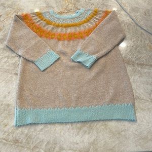 Gorgeous Anthro tunic sweater.  The Fair aisle neckline detail is beautiful!